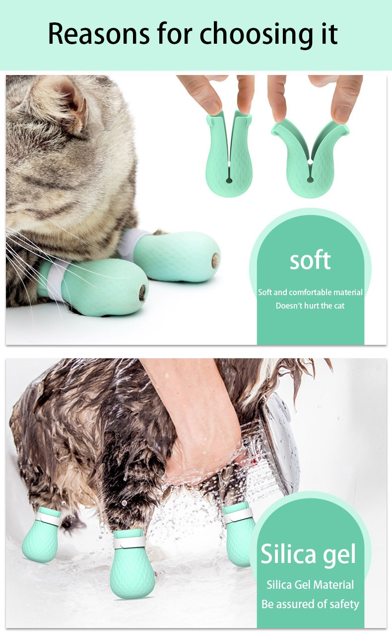 Adjustable Pet Cat Paw Protector for Bath Soft Silicone Anti-Scratch Shoes Cat Grooming supplies Checking Cat Paw Cover Adjustable Pet Cat Paw Protector for Bath Soft Silicone Anti-Scratch Shoes Cat Grooming supplies Checking Cat Paw Cover