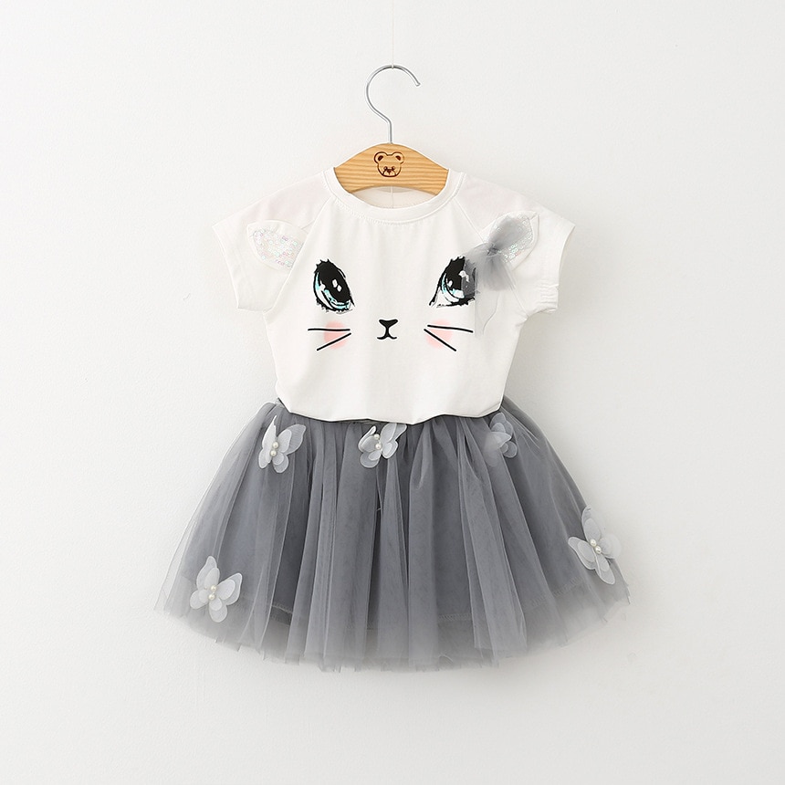 2020 Summer Girls' Clothing Sets Elegant Princess Cartoon Embroidered T-shirt+Gauze Skirt 2PCS Children Baby Kids Clothes Suit 2020 Summer Girls' Clothing Sets Elegant Princess Cartoon Embroidered T-shirt+Gauze Skirt 2PCS Children Baby Kids Clothes Suit