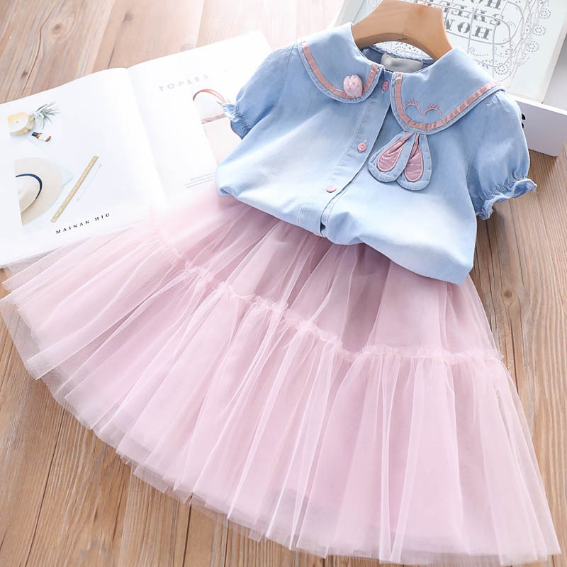 2020 Summer Girls' Clothing Sets Elegant Princess Cartoon Embroidered T-shirt+Gauze Skirt 2PCS Children Baby Kids Clothes Suit 2020 Summer Girls' Clothing Sets Elegant Princess Cartoon Embroidered T-shirt+Gauze Skirt 2PCS Children Baby Kids Clothes Suit