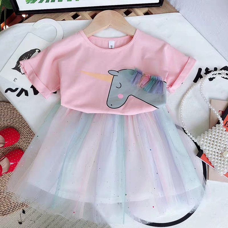 2020 Summer Girls' Clothing Sets Elegant Princess Cartoon Embroidered T-shirt+Gauze Skirt 2PCS Children Baby Kids Clothes Suit 2020 Summer Girls' Clothing Sets Elegant Princess Cartoon Embroidered T-shirt+Gauze Skirt 2PCS Children Baby Kids Clothes Suit