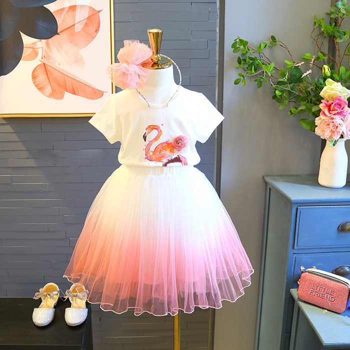 2020 Summer Girls' Clothing Sets Elegant Princess Cartoon Embroidered T-shirt+Gauze Skirt 2PCS Children Baby Kids Clothes Suit 2020 Summer Girls' Clothing Sets Elegant Princess Cartoon Embroidered T-shirt+Gauze Skirt 2PCS Children Baby Kids Clothes Suit