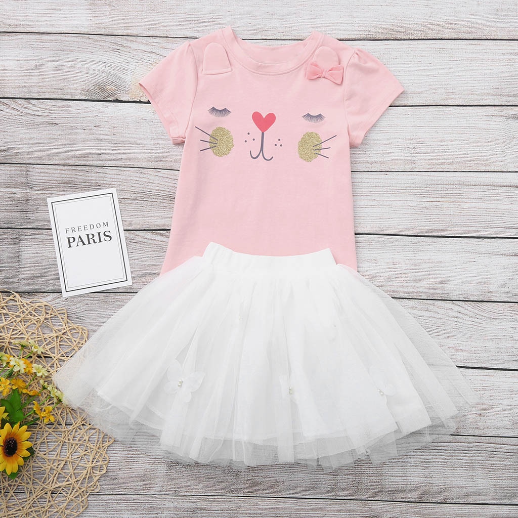 2020 Summer Girls' Clothing Sets Elegant Princess Cartoon Embroidered Top+Gauze Skirt 2PCS Children Baby Kids Girls Clothes Suit 2020 Summer Girls' Clothing Sets Elegant Princess Cartoon Embroidered Top+Gauze Skirt 2PCS Children Baby Kids Girls Clothes Suit