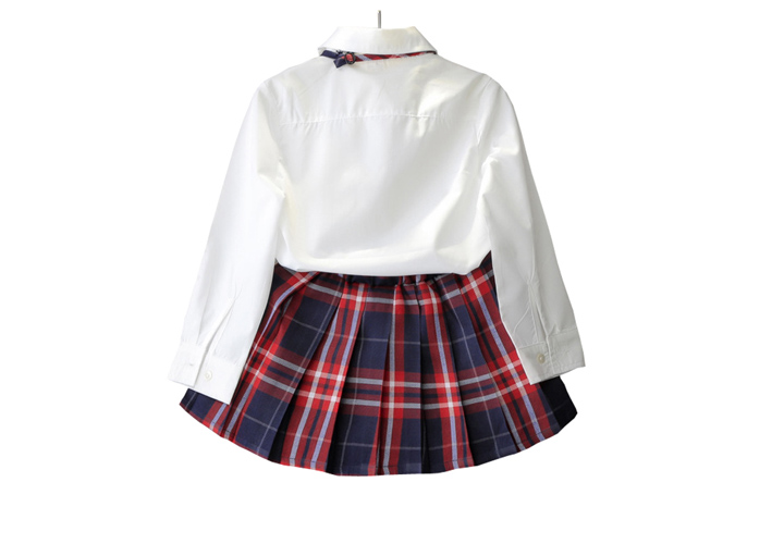 2020 Autumn Kids Baby Girl Clothes Long Sleeve T-shirt+Grid Skirt +bowknot Casual 3PCS suits Student Girls' Clothing Sets 2020 Autumn Kids Baby Girl Clothes Long Sleeve T-shirt+Grid Skirt +bowknot Casual 3PCS suits Student Girls' Clothing Sets
