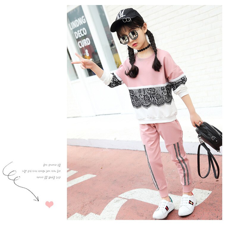 baby girl clothes Kid New sports girl suit, girls' Autumn wear, children's lace sweater, two pieces of children's clothing baby girl clothes Kid New sports girl suit, girls' Autumn wear, children's lace sweater, two pieces of children's clothing