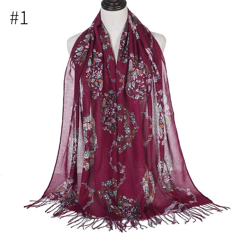 Viscose Cotton Printed Muslim Head Scarf Women Turkish Tassel Hijabs Wraps Islamic Long Shawl Headscarf Turban Lightweight Viscose Cotton Printed Muslim Head Scarf Women Turkish Tassel Hijabs Wraps Islamic Long Shawl Headscarf Turban Lightweight