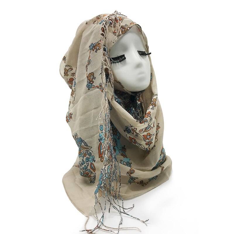 Viscose Cotton Printed Muslim Head Scarf Women Turkish Tassel Hijabs Wraps Islamic Long Shawl Headscarf Turban Lightweight Viscose Cotton Printed Muslim Head Scarf Women Turkish Tassel Hijabs Wraps Islamic Long Shawl Headscarf Turban Lightweight