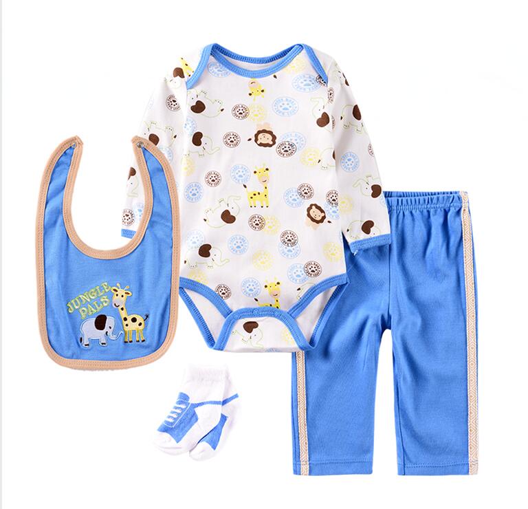 2020 animal style baby Clothing Sets cotton Infant boy clothes Newborn girl 4pcs suit long sleeve infant rompers+pants+socks+Bib 2020 animal style baby Clothing Sets cotton Infant boy clothes Newborn girl 4pcs suit long sleeve infant rompers+pants+socks+Bib