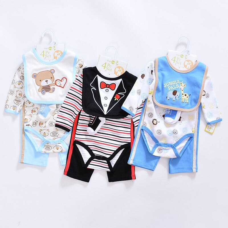 2020 animal style baby Clothing Sets cotton Infant boy clothes Newborn girl 4pcs suit long sleeve infant rompers+pants+socks+Bib 2020 animal style baby Clothing Sets cotton Infant boy clothes Newborn girl 4pcs suit long sleeve infant rompers+pants+socks+Bib
