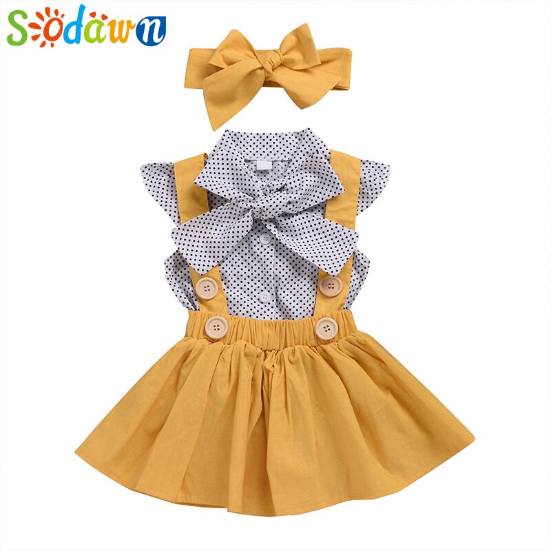 Sodawn Kid Clothes Baby Girl Clothes 2020 Dot Flying Sleeve Top+Strap Dress+Headband 3-Piece Summer Clothes For Kids Girl Sodawn Kid Clothes Baby Girl Clothes 2020 Dot Flying Sleeve Top+Strap Dress+Headband 3-Piece Summer Clothes For Kids Girl
