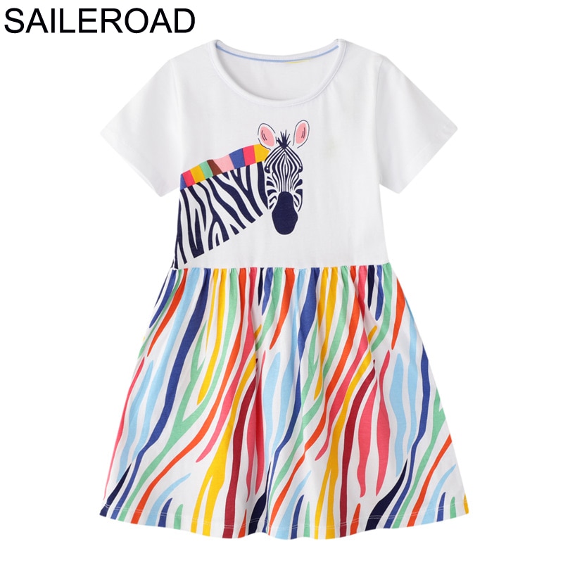 SAILEROAD Dress 2020 Summer Girls Tops Dresses Animal Baby Girls Clothes Dress Kids Cotton Zebra Print Short Sleeve Dress SAILEROAD Dress 2020 Summer Girls Tops Dresses Animal Baby Girls Clothes Dress Kids Cotton Zebra Print Short Sleeve Dress