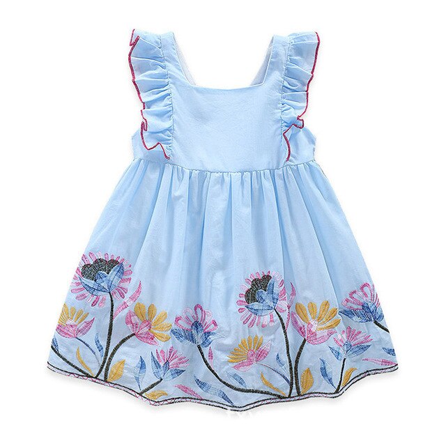 Humor Bear Baby Girls Dresses 2020 New Summer Embroidered Sweet Flower Back Bow Princess Dress Children's Clothes Party Dress Humor Bear Baby Girls Dresses 2020 New Summer Embroidered Sweet Flower Back Bow Princess Dress Children's Clothes Party Dress
