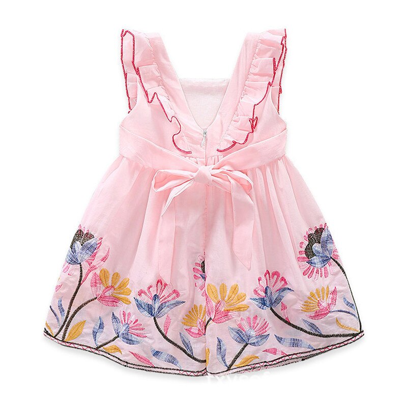 Humor Bear Baby Girls Dresses 2020 New Summer Embroidered Sweet Flower Back Bow Princess Dress Children's Clothes Party Dress Humor Bear Baby Girls Dresses 2020 New Summer Embroidered Sweet Flower Back Bow Princess Dress Children's Clothes Party Dress
