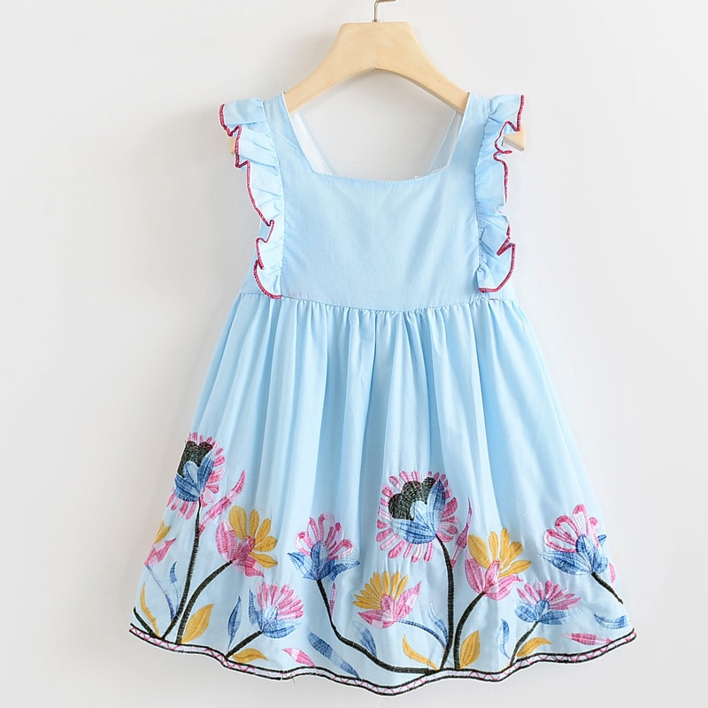Humor Bear Baby Girls Dresses 2020 New Summer Embroidered Sweet Flower Back Bow Princess Dress Children's Clothes Party Dress Humor Bear Baby Girls Dresses 2020 New Summer Embroidered Sweet Flower Back Bow Princess Dress Children's Clothes Party Dress