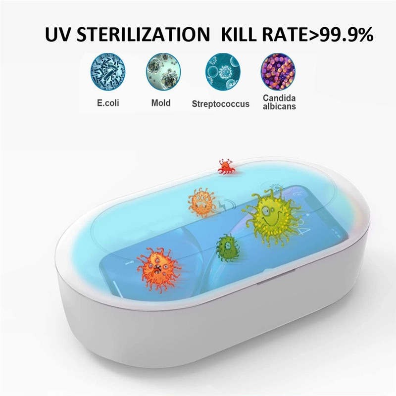 Portable UV Ozone Sterilizer Box Sanitizer Kill Germs USB UV Light Sterilizer Box with Phone Wireless Charger Disinfector Portable UV Ozone Sterilizer Box Sanitizer Kill Germs USB UV Light Sterilizer Box with Phone Wireless Charger Disinfector
