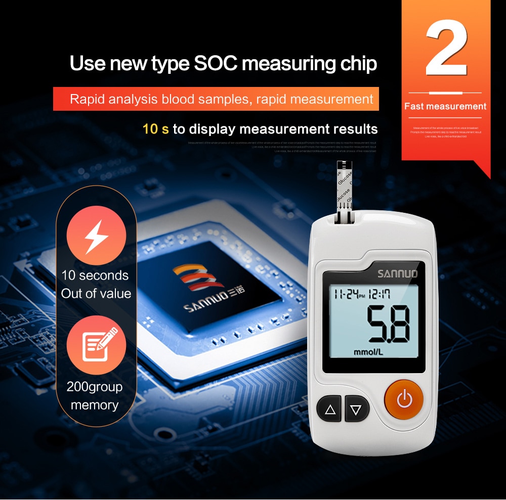 Sannuo Yizhun GA-3 Blood Glucose Meter Medical Device Glucometer Blood Sugar Monitor with Test Strips Free Code for Diabetics Sannuo Yizhun GA-3 Blood Glucose Meter Medical Device Glucometer Blood Sugar Monitor with Test Strips Free Code for Diabetics