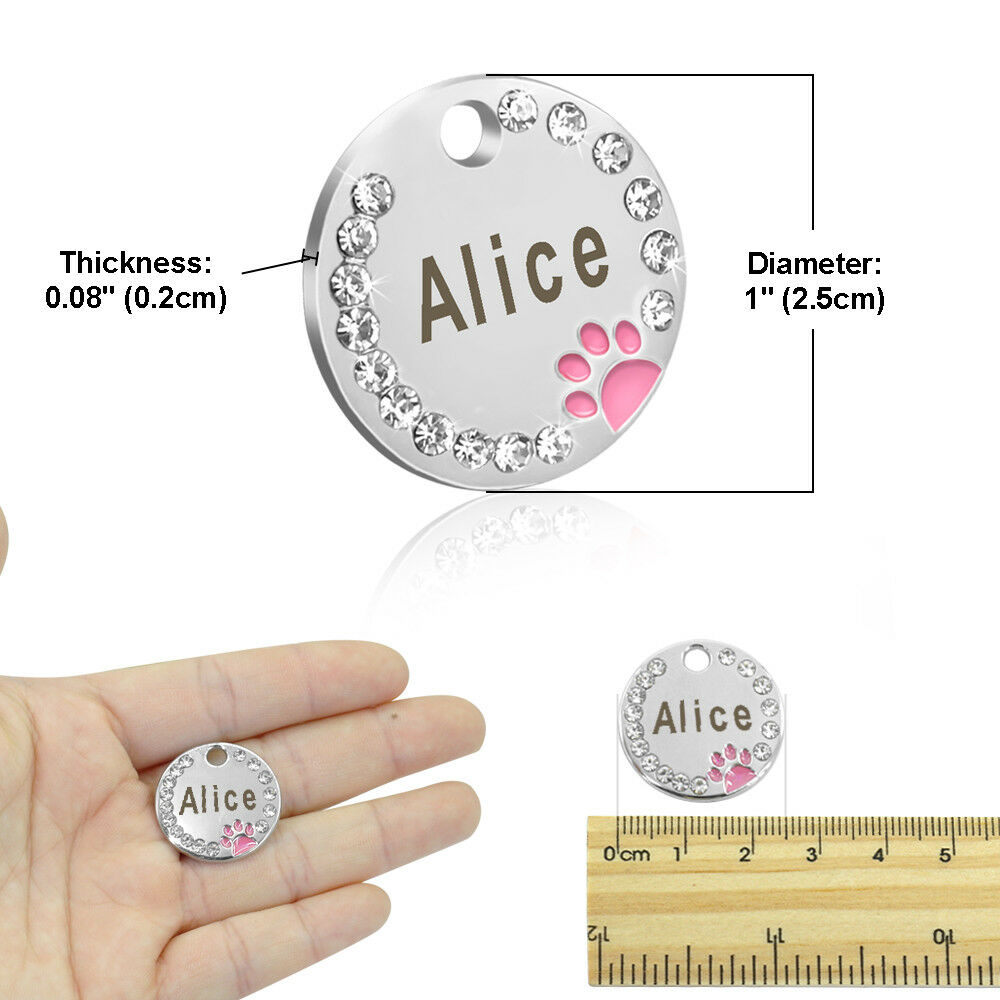 Anti-lost Pet Dog Tag Collar With Diamond No Personalized Engraved Puppy Cat ID Tag Stainless Steel Nameplate For Dogs Anti-lost Pet Dog Tag Collar With Diamond No Personalized Engraved Puppy Cat ID Tag Stainless Steel Nameplate For Dogs