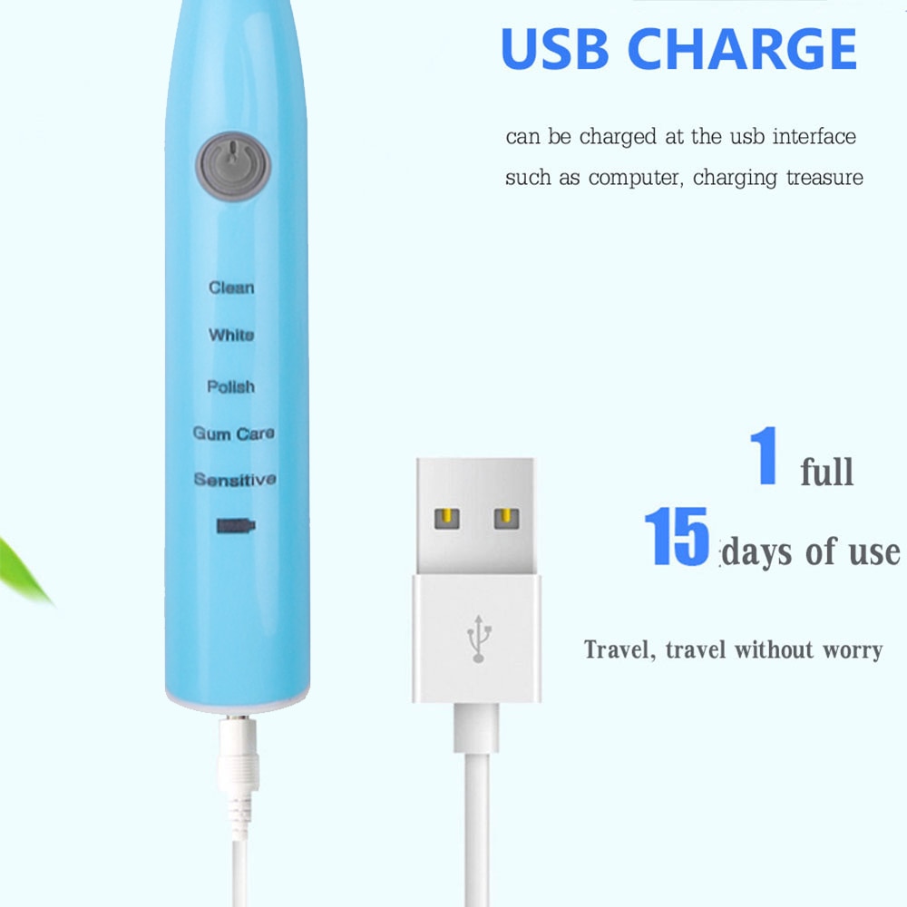 Ultrasonic Electric Toothbrush Vibration Whitening Rechargeable Oral Hygiene Cleaning Replacement Teeth Brush Heads 1+5 Pcs Ultrasonic Electric Toothbrush Vibration Whitening Rechargeable Oral Hygiene Cleaning Replacement Teeth Brush Heads 1+5 Pcs
