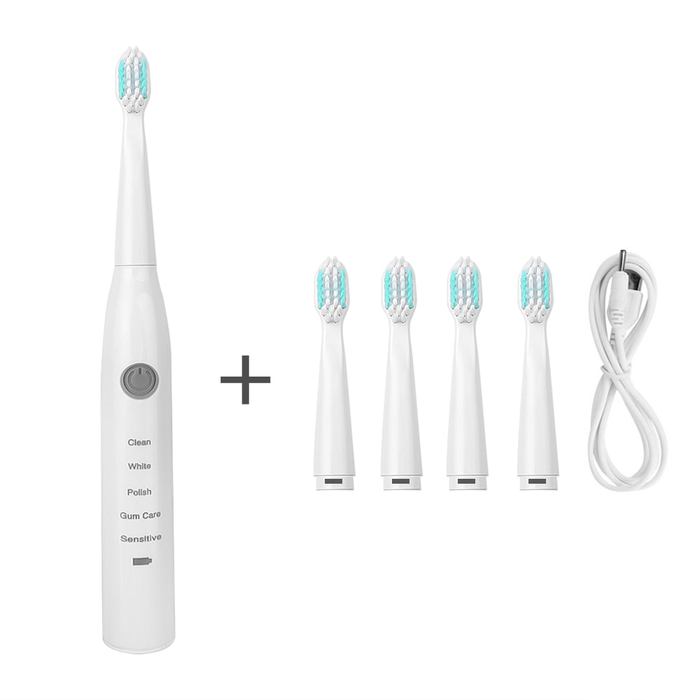 Oral Cleaning Electric Toothbrush Sonic Wave Whitening Waterproof Rechargeable Oral Hygiene 1+5 Replacement Toothbrush Heads Oral Cleaning Electric Toothbrush Sonic Wave Whitening Waterproof Rechargeable Oral Hygiene 1+5 Replacement Toothbrush Heads
