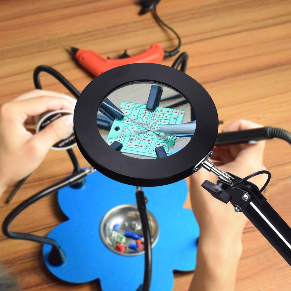 NEWACALOX 5X Illuminated Magnifier USB 3 Colors LED Magnifying Glass for Soldering Iron Repair/Table Lamp/Skincare Beauty Tool NEWACALOX 5X Illuminated Magnifier USB 3 Colors LED Magnifying Glass for Soldering Iron Repair/Table Lamp/Skincare Beauty Tool