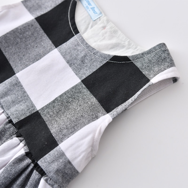 Humor Bear 2020 Children Summer New Baby Girls' Clothing Black White Plaid Short Front Long Back Fashion Kids Baby Girl Dress Humor Bear 2020 Children Summer New Baby Girls' Clothing Black White Plaid Short Front Long Back Fashion Kids Baby Girl Dress