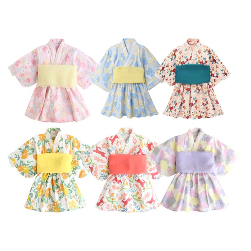 2020 Baby Girl Rompers Japanese Style Kawaii Girls Floral Print Kimono Dress for Kids costume Infant Yukata Asian Clothes Y2746 2020 Baby Girl Rompers Japanese Style Kawaii Girls Floral Print Kimono Dress for Kids costume Infant Yukata Asian Clothes Y2746
