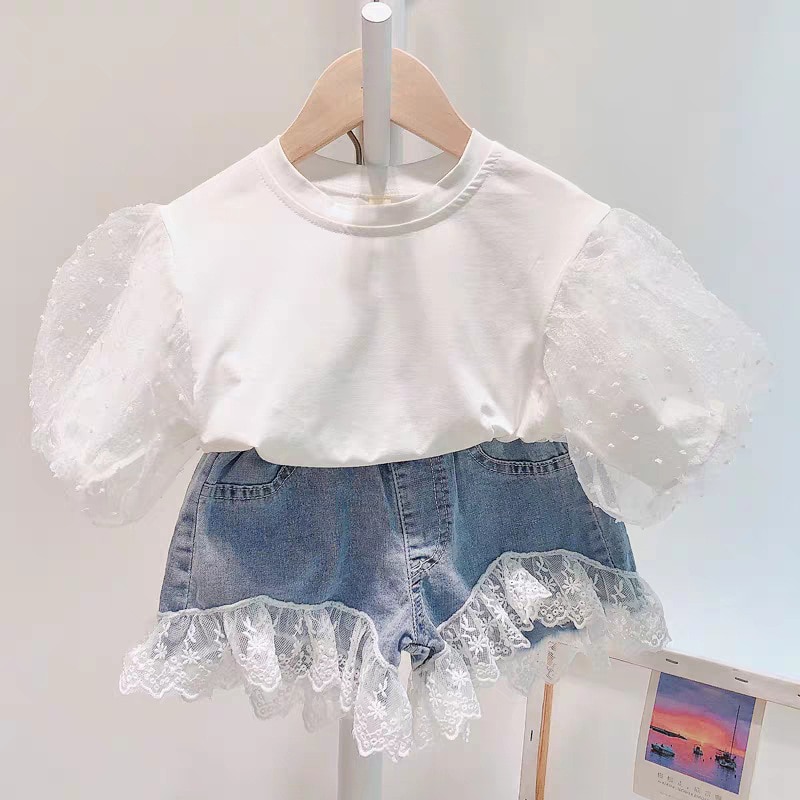 Summer Girls' Clothing Sets Korean Denim Short-sleeved T-shirt+High Waist Skirt 2PCS Baby Kids Clothes Suit Children Clothing Summer Girls' Clothing Sets Korean Denim Short-sleeved T-shirt+High Waist Skirt 2PCS Baby Kids Clothes Suit Children Clothing