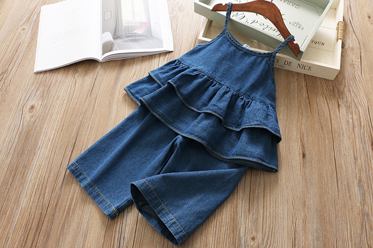 Summer Girls' Clothing Sets Korean Denim Short-sleeved T-shirt+High Waist Skirt 2PCS Baby Kids Clothes Suit Children Clothing Summer Girls' Clothing Sets Korean Denim Short-sleeved T-shirt+High Waist Skirt 2PCS Baby Kids Clothes Suit Children Clothing