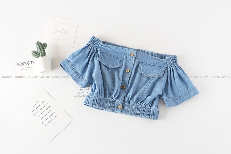 Summer Girls' Clothing Sets Korean Denim Short-sleeved T-shirt+High Waist Skirt 2PCS Baby Kids Clothes Suit Children Clothing Summer Girls' Clothing Sets Korean Denim Short-sleeved T-shirt+High Waist Skirt 2PCS Baby Kids Clothes Suit Children Clothing