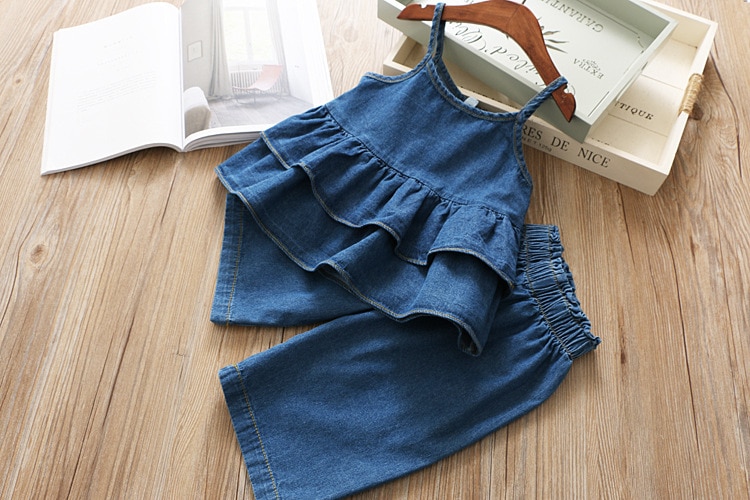 Summer Girls' Clothing Sets Korean Denim Short-sleeved T-shirt+High Waist Skirt 2PCS Baby Kids Clothes Suit Children Clothing Summer Girls' Clothing Sets Korean Denim Short-sleeved T-shirt+High Waist Skirt 2PCS Baby Kids Clothes Suit Children Clothing