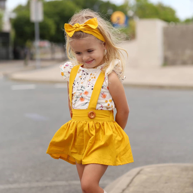 Humor Bear Baby Girls Clothes Sets 2019 Summer Dot flying sleeve top+strap dress+Headband 3-piece kids Children's Clothing Suit Humor Bear Baby Girls Clothes Sets 2019 Summer Dot flying sleeve top+strap dress+Headband 3-piece kids Children's Clothing Suit