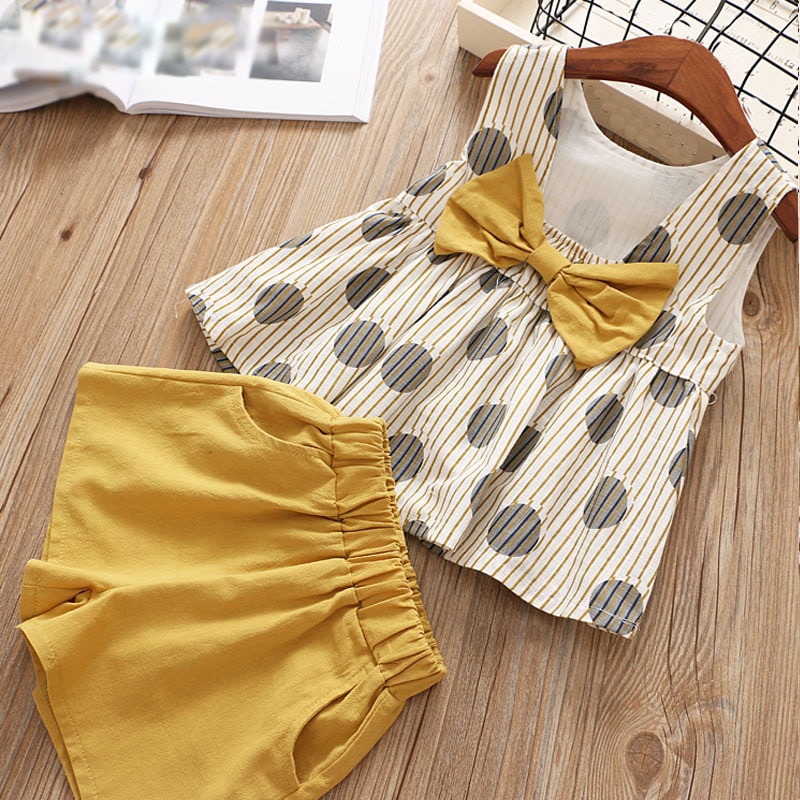 Humor Bear Baby Girls Clothes Sets 2019 Summer Dot flying sleeve top+strap dress+Headband 3-piece kids Children's Clothing Suit Humor Bear Baby Girls Clothes Sets 2019 Summer Dot flying sleeve top+strap dress+Headband 3-piece kids Children's Clothing Suit