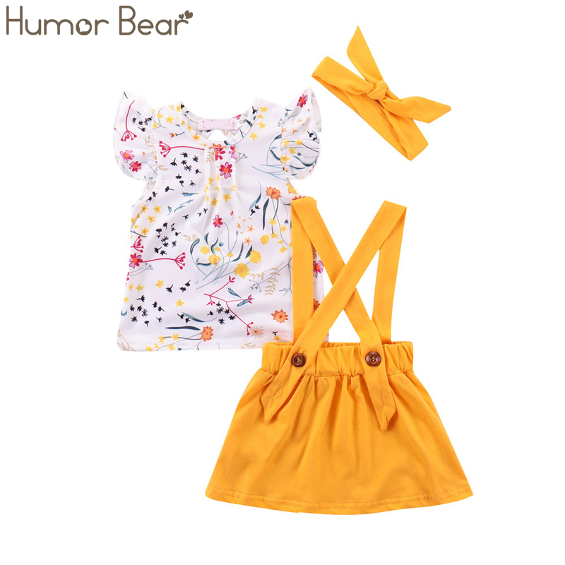 Humor Bear Baby Girls Clothes Sets 2019 Summer Dot flying sleeve top+strap dress+Headband 3-piece kids Children's Clothing Suit Humor Bear Baby Girls Clothes Sets 2019 Summer Dot flying sleeve top+strap dress+Headband 3-piece kids Children's Clothing Suit
