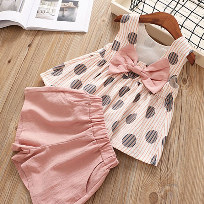 Humor Bear Baby Girls Clothes Sets 2019 Summer Dot flying sleeve top+strap dress+Headband 3-piece kids Children's Clothing Suit Humor Bear Baby Girls Clothes Sets 2019 Summer Dot flying sleeve top+strap dress+Headband 3-piece kids Children's Clothing Suit