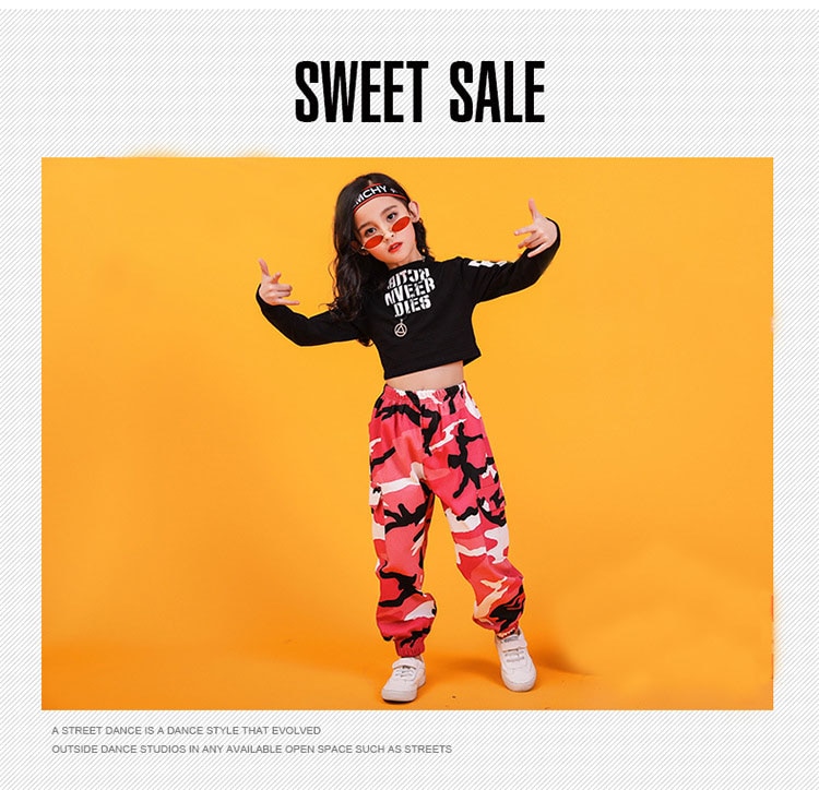 Children Hip Hop Clothing Sweatshirt Top Crop Shirt Camouflage Casual Pants for Girl Dance Costume Ballroom Dancing Clothes Wear Children Hip Hop Clothing Sweatshirt Top Crop Shirt Camouflage Casual Pants for Girl Dance Costume Ballroom Dancing Clothes Wear