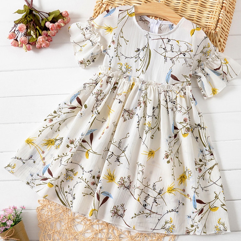 Humor Bear Toddler Girls Dress Summer 2020 Princess Party Dress Flare Short Sleeves Ruched Floral Print Dress Girls Clothing Humor Bear Toddler Girls Dress Summer 2020 Princess Party Dress Flare Short Sleeves Ruched Floral Print Dress Girls Clothing
