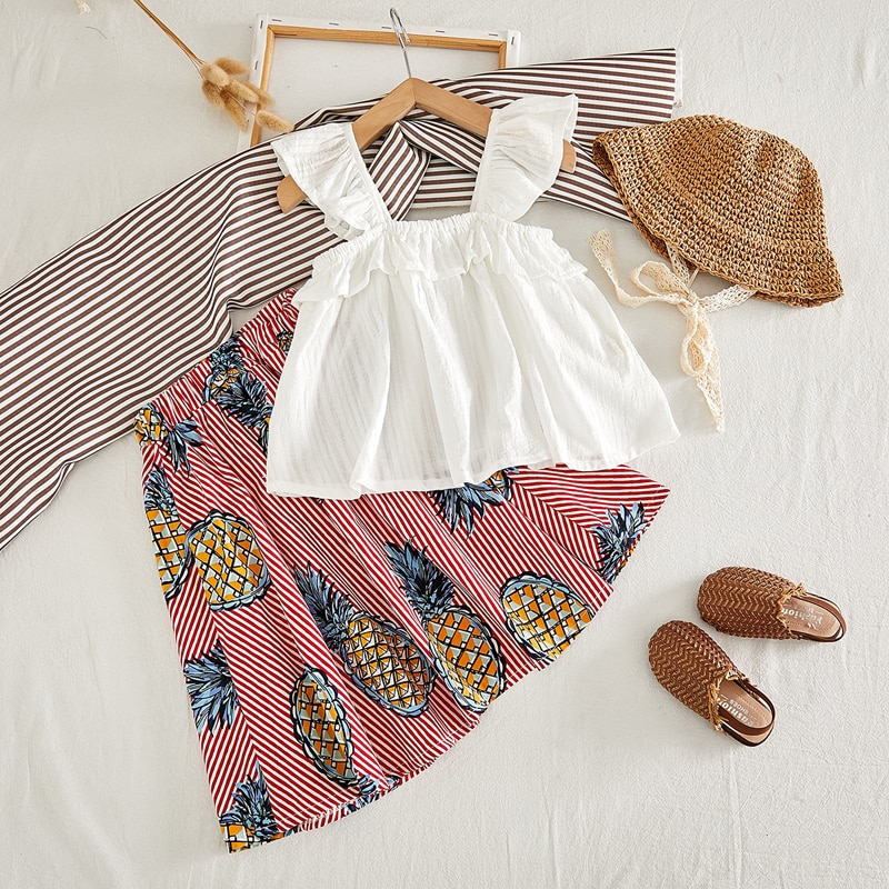 Sodawn Summer Baby Girl Clothing Sets Flower Sleeveless Top+Fruit Printed Skirts 2Pcs Toddler Kids Clothes Outfits For Girl Sodawn Summer Baby Girl Clothing Sets Flower Sleeveless Top+Fruit Printed Skirts 2Pcs Toddler Kids Clothes Outfits For Girl