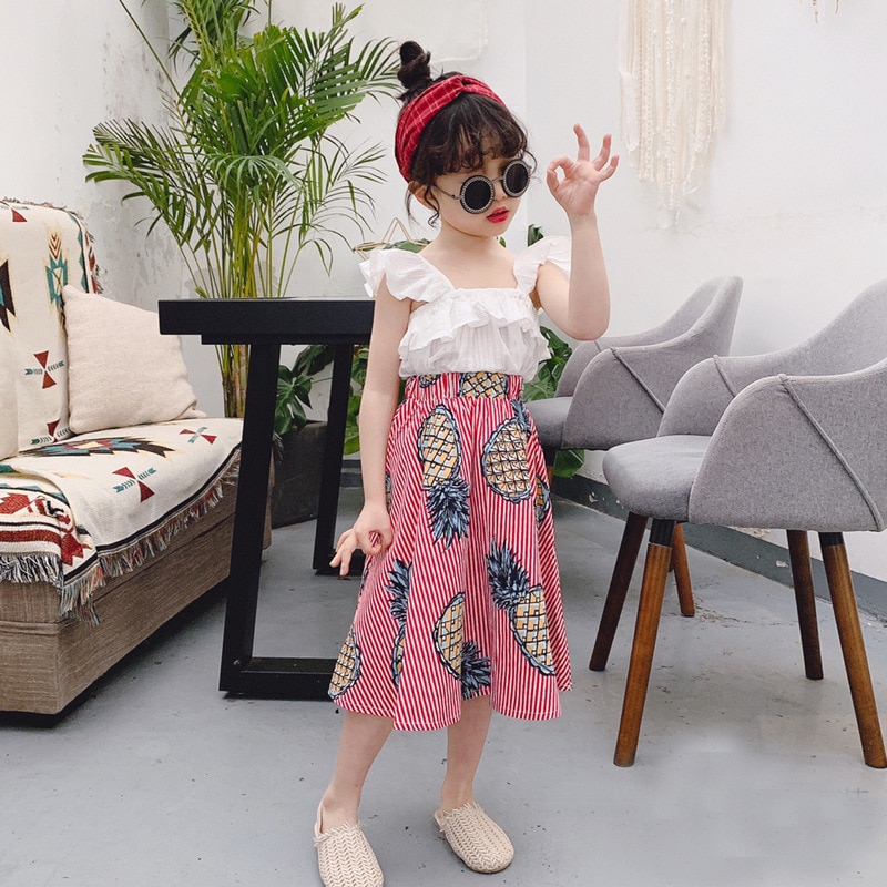 Sodawn Summer Baby Girl Clothing Sets Flower Sleeveless Top+Fruit Printed Skirts 2Pcs Toddler Kids Clothes Outfits For Girl Sodawn Summer Baby Girl Clothing Sets Flower Sleeveless Top+Fruit Printed Skirts 2Pcs Toddler Kids Clothes Outfits For Girl