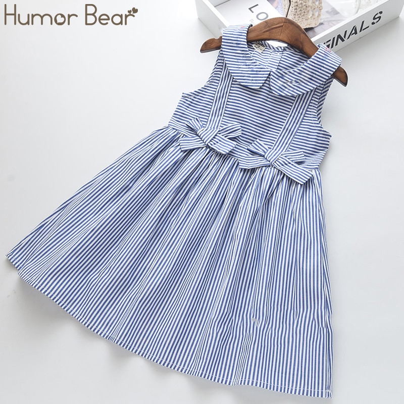 Humor Bear Summer Girls Dress Striped Bow Princess Dress Girls Doll Collar Sleeveless Dress For Girls Children Clothing Humor Bear Summer Girls Dress Striped Bow Princess Dress Girls Doll Collar Sleeveless Dress For Girls Children Clothing