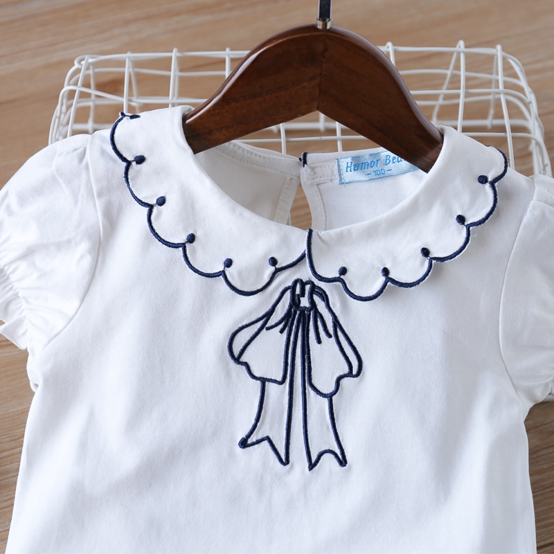 Humor Bear New Summer Children Clothing Fashion Doll Collar Girl Bow White Blouses+ Shorts Clothing Set Kids Clothes Sets Humor Bear New Summer Children Clothing Fashion Doll Collar Girl Bow White Blouses+ Shorts Clothing Set Kids Clothes Sets
