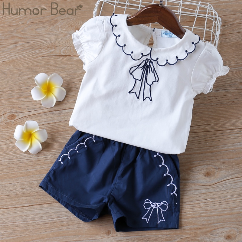 Humor Bear New Summer Children Clothing Fashion Doll Collar Girl Bow White Blouses+ Shorts Clothing Set Kids Clothes Sets Humor Bear New Summer Children Clothing Fashion Doll Collar Girl Bow White Blouses+ Shorts Clothing Set Kids Clothes Sets