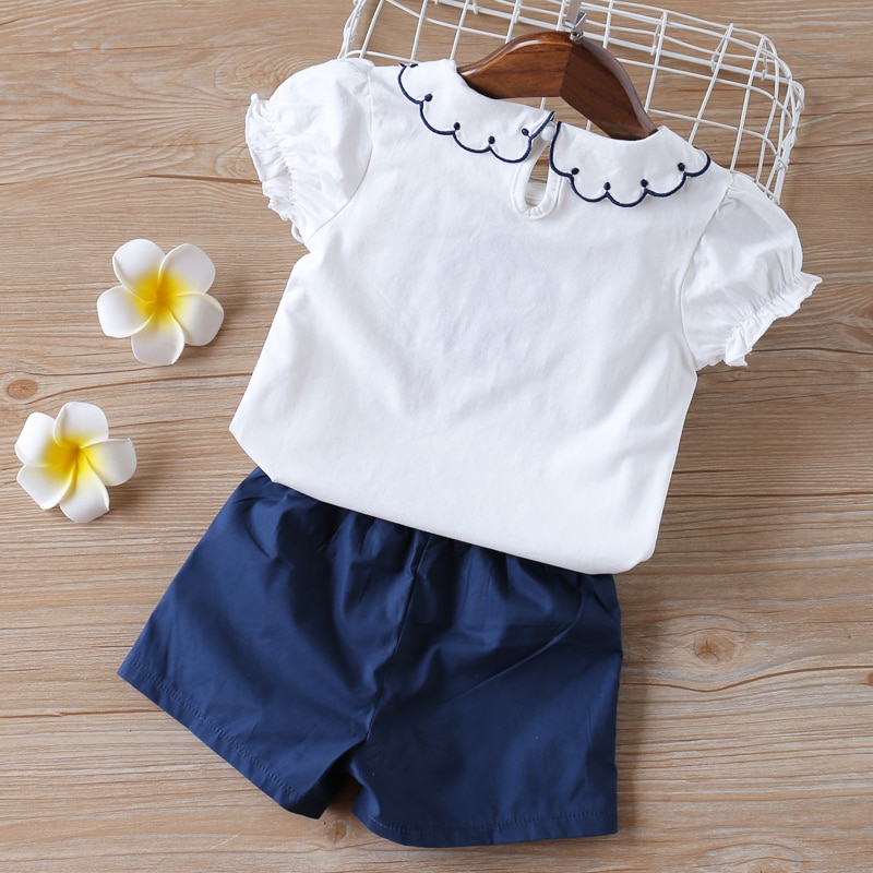 Humor Bear New Summer Children Clothing Fashion Doll Collar Girl Bow White Blouses+ Shorts Clothing Set Kids Clothes Sets Humor Bear New Summer Children Clothing Fashion Doll Collar Girl Bow White Blouses+ Shorts Clothing Set Kids Clothes Sets