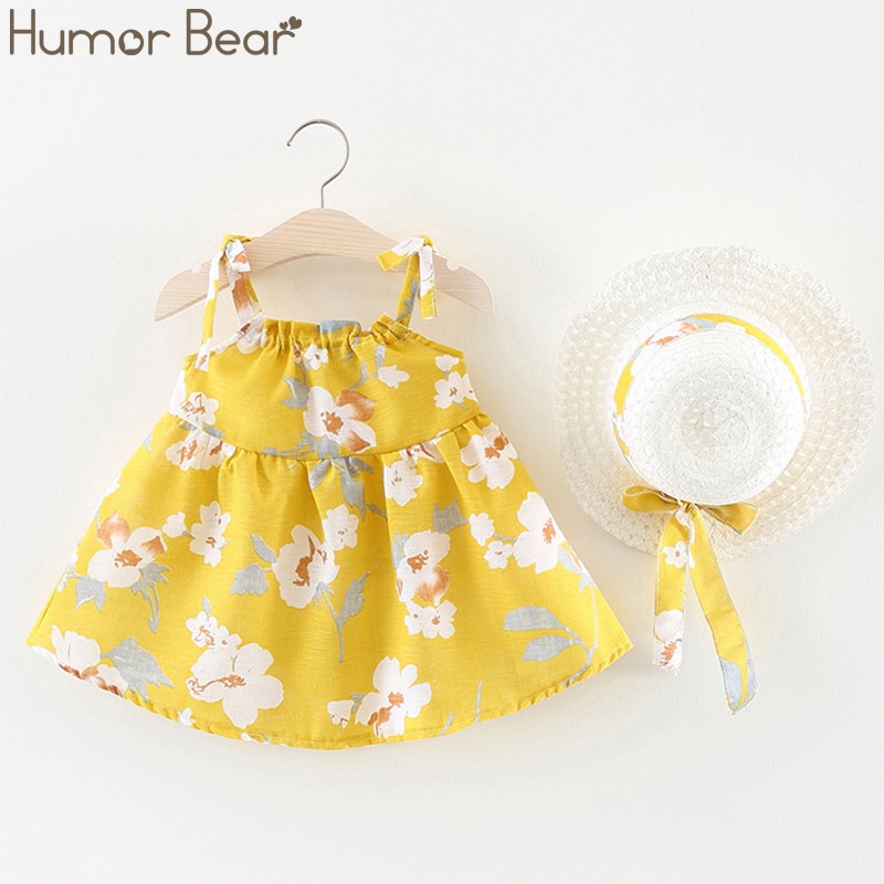 Humor Bear New Summer Baby Girl Dress Denim Mesh Flying Sleeve Hat As A Gift 2PC Set Baby Kids Clothing Toddler Girls Clothes Humor Bear New Summer Baby Girl Dress Denim Mesh Flying Sleeve Hat As A Gift 2PC Set Baby Kids Clothing Toddler Girls Clothes