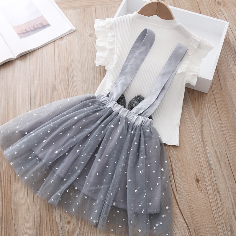 Humor Bear Baby Girls Clothing Set Summer Korean Flying Sleeve T-shirt+Suspender Skirt Bow Kids 2PCS Suit Toddler Girl Clothes Humor Bear Baby Girls Clothing Set Summer Korean Flying Sleeve T-shirt+Suspender Skirt Bow Kids 2PCS Suit Toddler Girl Clothes