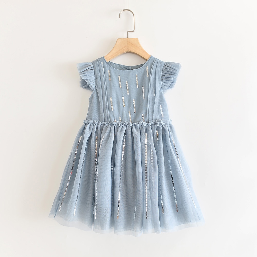 Humor Bear Girls Dress Summer Brand New Sequin Splicing Yarn Girls Round Neck Flying Sleeve Dress Baby Kids Girls Clothing Humor Bear Girls Dress Summer Brand New Sequin Splicing Yarn Girls Round Neck Flying Sleeve Dress Baby Kids Girls Clothing