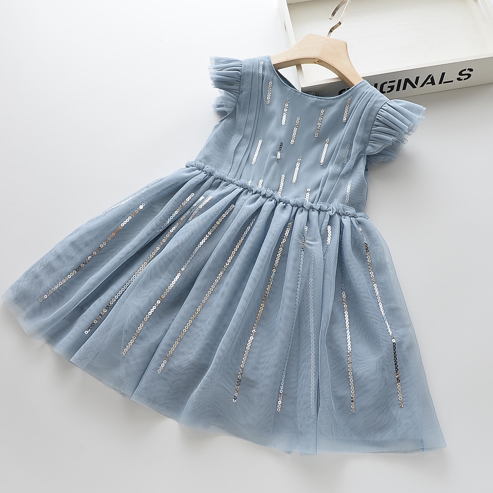 Humor Bear Girls Dress Summer Brand New Sequin Splicing Yarn Girls Round Neck Flying Sleeve Dress Baby Kids Girls Clothing Humor Bear Girls Dress Summer Brand New Sequin Splicing Yarn Girls Round Neck Flying Sleeve Dress Baby Kids Girls Clothing
