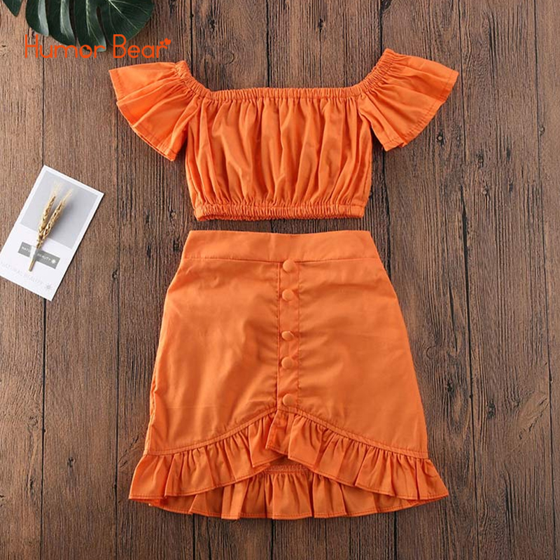 Humor Bear 2020 Summer Baby Girl Clothing Sets Children Clothes New Fashion One-shoulder Tops+Skirt 2Pcs Toddler Outfits Humor Bear 2020 Summer Baby Girl Clothing Sets Children Clothes New Fashion One-shoulder Tops+Skirt 2Pcs Toddler Outfits