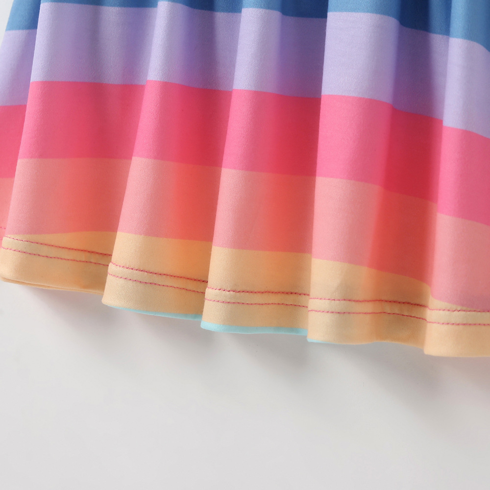 Girls Colorblock Rainbow Striped Princess Dress For Girls Lace Dresses 2020 Children Summer Dress Fashion Cute Clothing Girls Colorblock Rainbow Striped Princess Dress For Girls Lace Dresses 2020 Children Summer Dress Fashion Cute Clothing