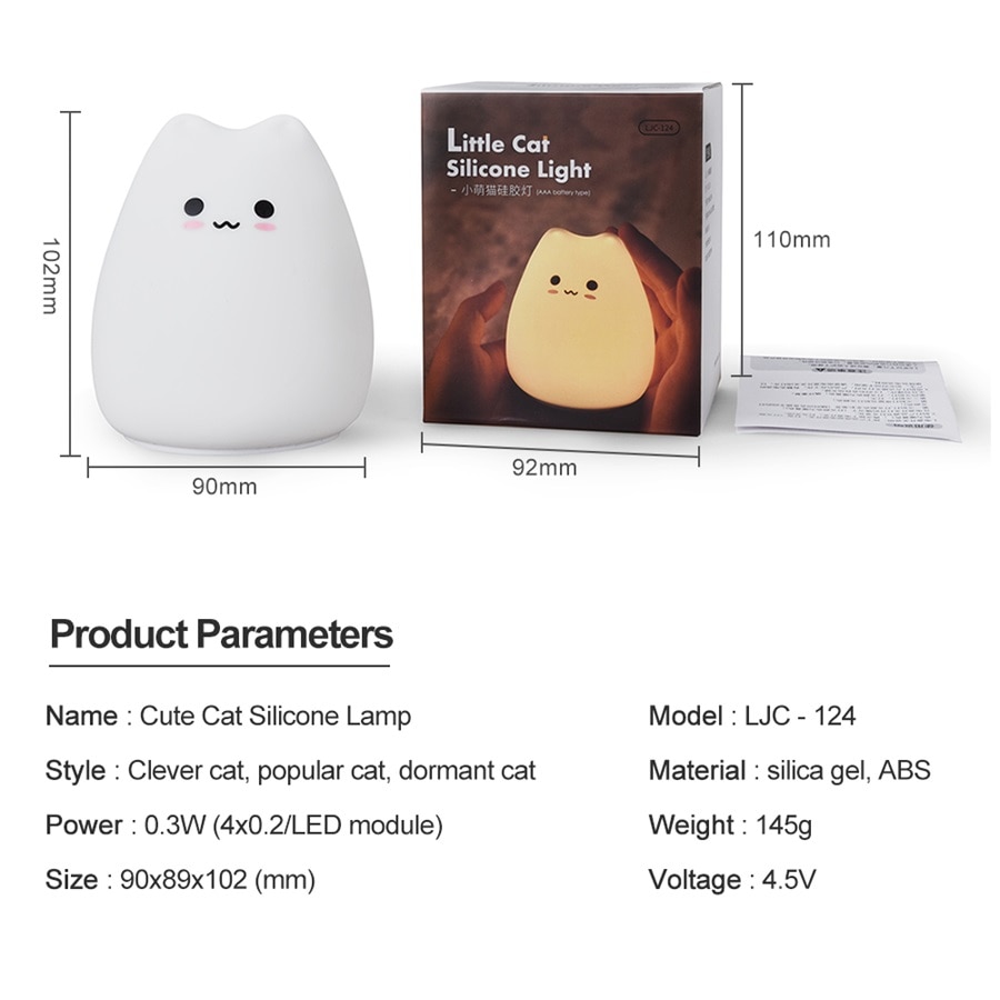 Silicone Touch Sensor LED Night Light For Children Baby Kids 7 Colors 2 modes Cat LED USB LED Night Lamp Silicone Touch Sensor LED Night Light For Children Baby Kids 7 Colors 2 modes Cat LED USB LED Night Lamp