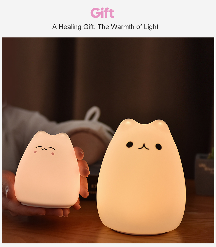 Silicone Touch Sensor LED Night Light For Children Baby Kids 7 Colors 2 modes Cat LED USB LED Night Lamp Silicone Touch Sensor LED Night Light For Children Baby Kids 7 Colors 2 modes Cat LED USB LED Night Lamp