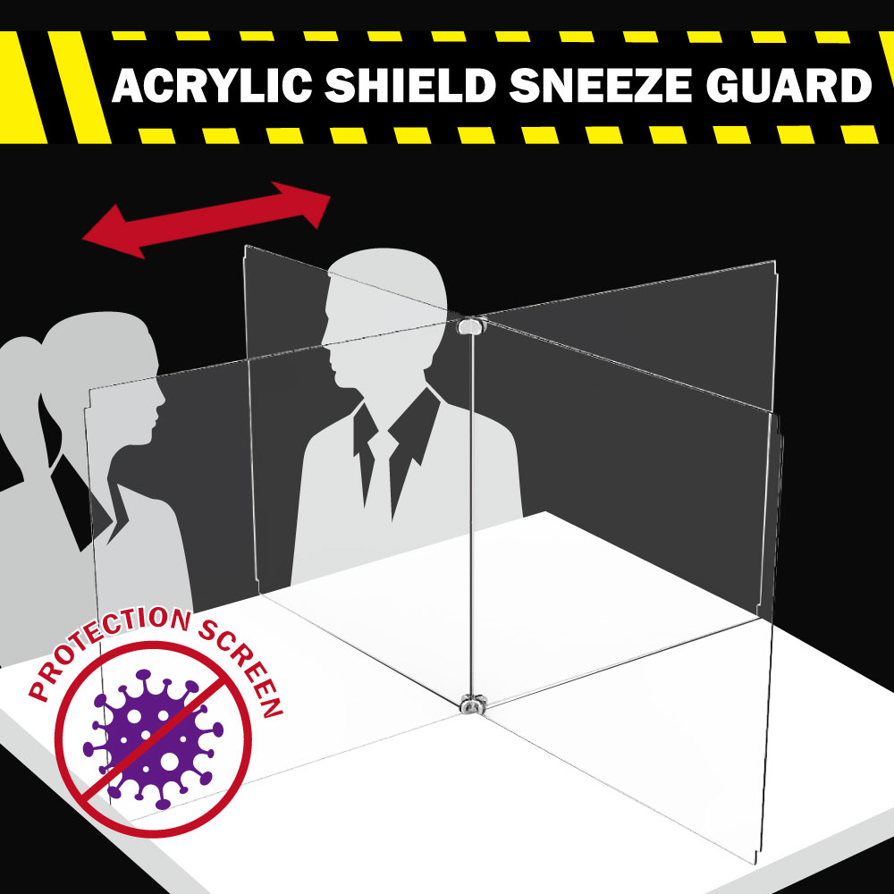 Acrylic Sneeze Guard Shield Clear Perfection For 4 person School, Classroom, Counter, Office, Restaurant Desk Protective Screen Acrylic Sneeze Guard Shield Clear Perfection For 4 person School, Classroom, Counter, Office, Restaurant Desk Protective Screen